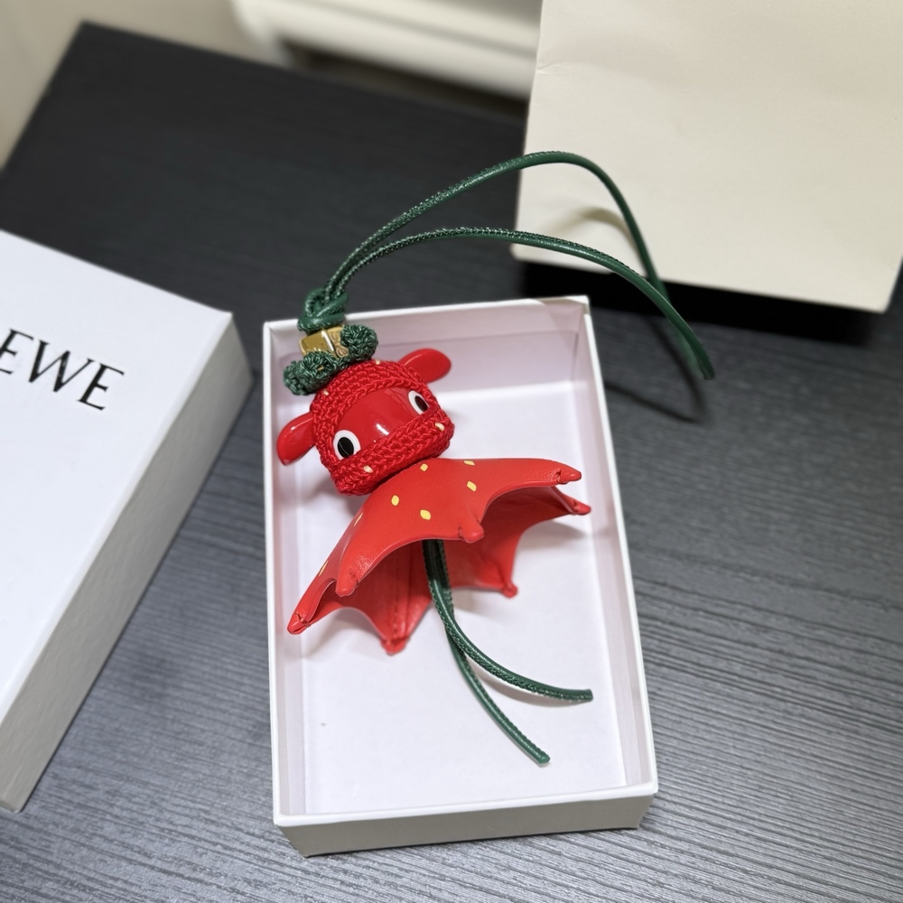 Loewe red woven strawberry hat pendant accessory